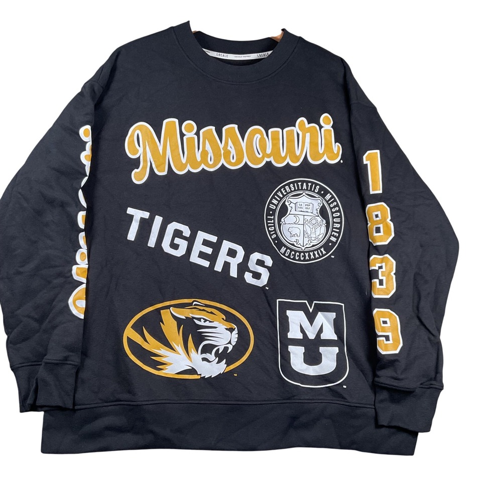 Locale Missouri Tigers Sweatshirt Mens XL Black Multi Logo Collegiate Crewneck